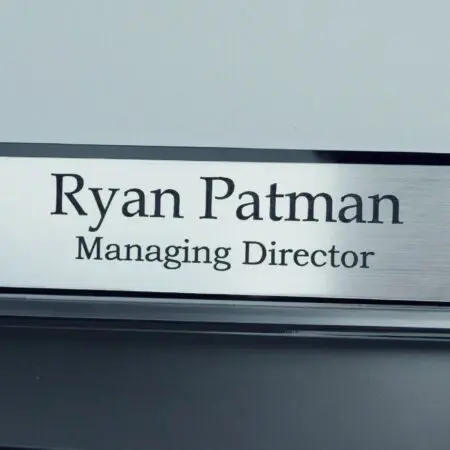 Stylish Personalised Executive Desk Name Plate, Custom Engraved Sign, Office Plaque