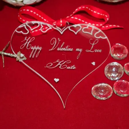 Valentine's Day Personalised Gift Heart Shape Clear Acrylic