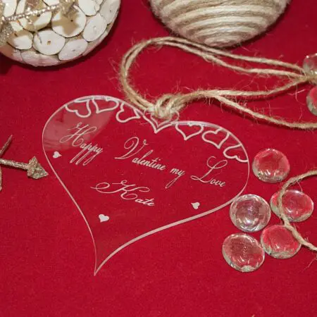 Valentine's Day Personalised Gift Heart Shape Clear Acrylic