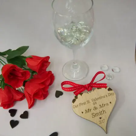 Valentine's Day Personalised Gift Heart Shape White OAK Wood Veneer