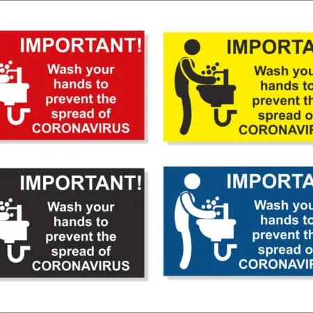 Wash your hands to prevent Corona, 70mm x 120mm Covid Sign, 19, with Self-Adhesive back