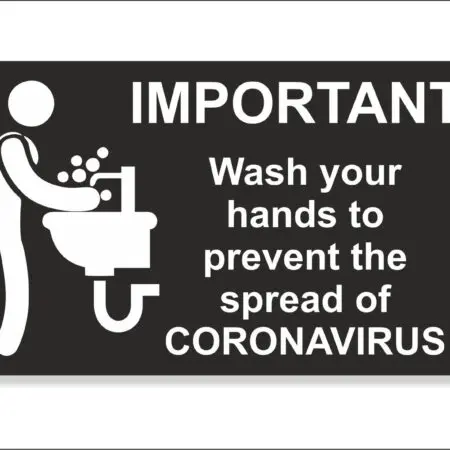 Alternative view of Wash your hands to prevent Corona, 70mm x 120mm Covid Sign, 19, with Self-Adhesive back