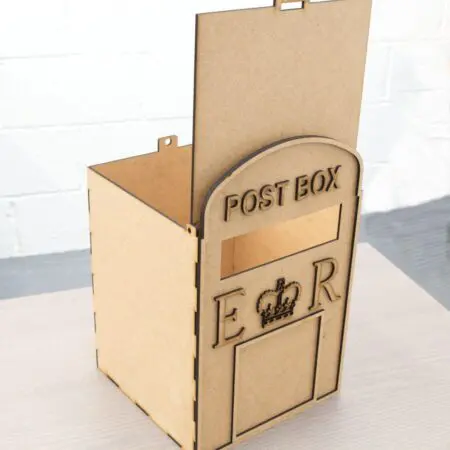 Alternative view of Wedding Post Box, unpainted MDF, royal mail, for cards, flat pack,