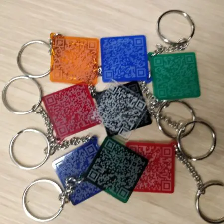 30mm Acrylic Keyring Custom QR Code Laser Engraved Fob, Keychains, Tags, Locker, Instagram, Facebook, Twitter, TikTok