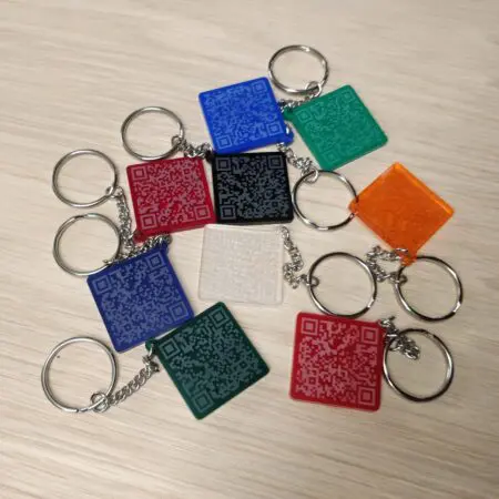 Alternative view of 30mm Acrylic Keyring Custom QR Code Laser Engraved Fob, Keychains, Tags, Locker, Instagram, Facebook, Twitter, TikTok