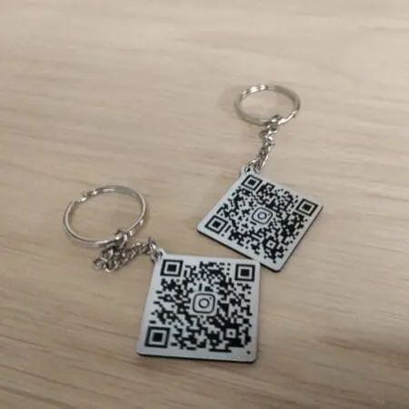 30mm Double Sided Keyring Custom QR Code Laser Engraved Fob, Keychains, Tags, Locker, Instagram, Facebook, Twitter, TikTok