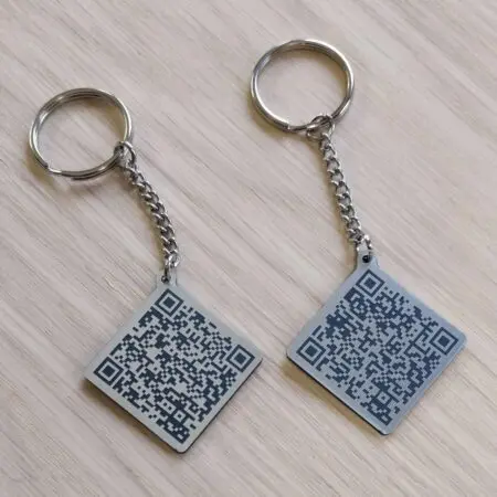 Alternative view of 30mm Double Sided Keyring Custom QR Code Laser Engraved Fob, Keychains, Tags, Locker, Instagram, Facebook, Twitter, TikTok