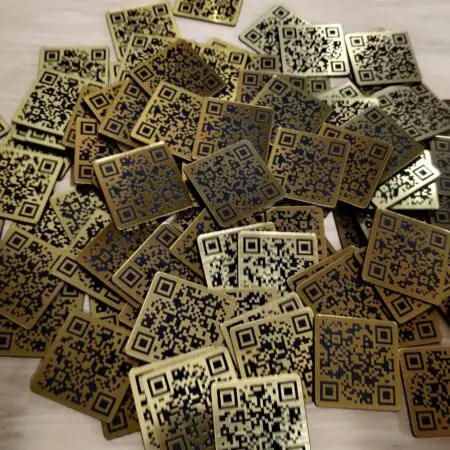 Alternative view of 30mm square Custom QR Code Laser Engraved Discs, Table, Tags, Locker, Restaurant, Clubs, Instagram, Facebook, Twetter, TikTok