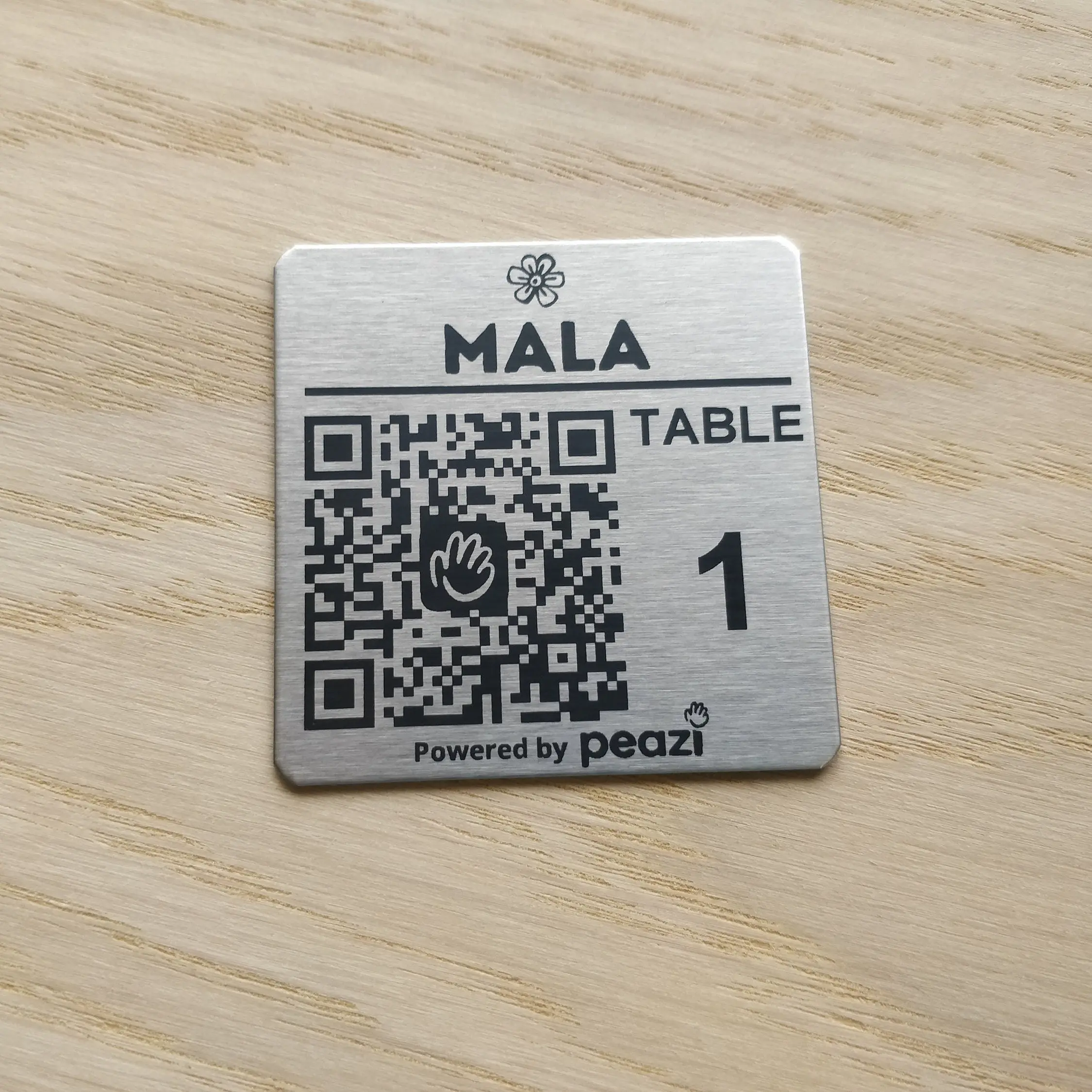 50mm square Metal QR Code Laser Engraved Tags, Scan to order Tags, Bar, Restaurant Menu, Clubs