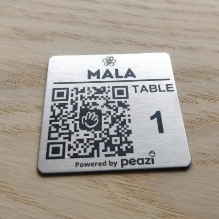 Alternative view of 50mm square Metal QR Code Laser Engraved Tags, Scan to order Tags, Bar, Restaurant Menu, Clubs
