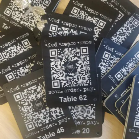 60mm x 80mm QR Code and NFC Custom Laser Engraved  Tag, Scan or Tap to order, Restaurant, Clubs