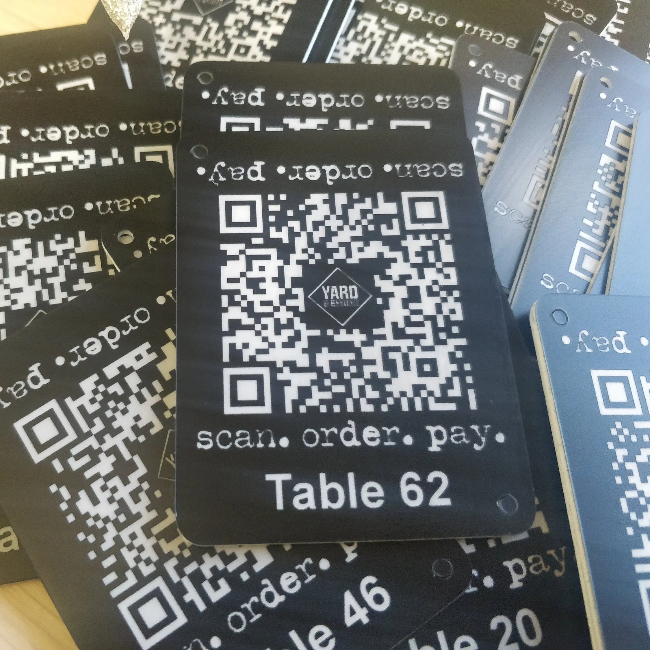 60mm x 80mm QR Code and NFC Custom Laser Engraved Tag, Scan or Tap to order, Restaurant, Clubs - Image 6
