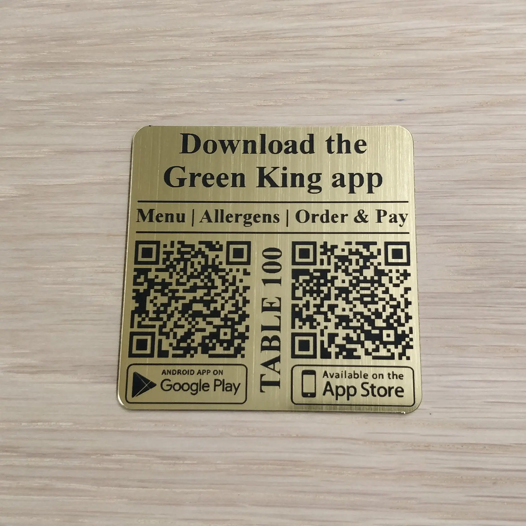 70mm square, QR Code Custom Laser Engraved  Tag, Scan to Order App,  Google Play, App Store Tags, Disc, Restaurant, Clubs