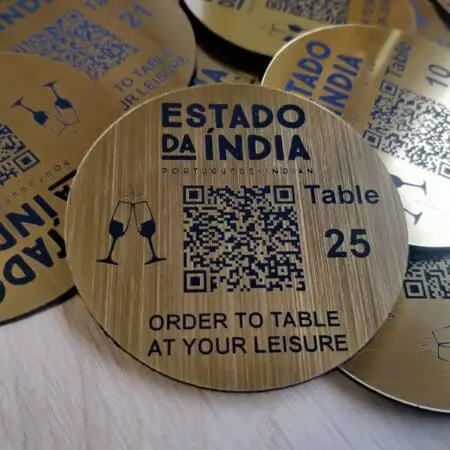 Personalised QR Code Laser Engraved  Discs, 70mm diameterTable Tags, Locker, Restaurant, Clubs