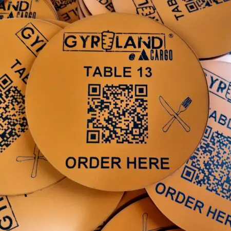 Personalised QR Code Laser Engraved Discs, 85mm diameterTable Tags, Locker, Restaurant, Clubs