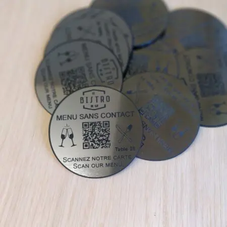 Alternative view of Personalised QR Code Laser Engraved  Discs, 85mm diameterTable Tags, Locker, Restaurant, Clubs
