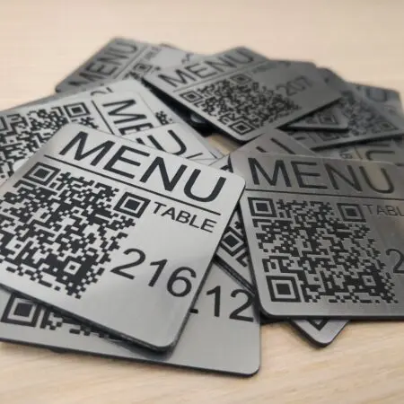 60mm square QR Code Custom Laser Engraved Tag, Table, Tags, Disc, Locker, Restaurant, Clubs