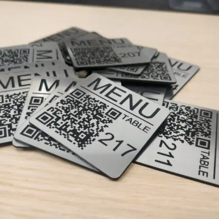 Alternative view of 60mm square QR Code Custom Laser Engraved  Tag, Table, Tags, Disc, Locker, Restaurant, Clubs