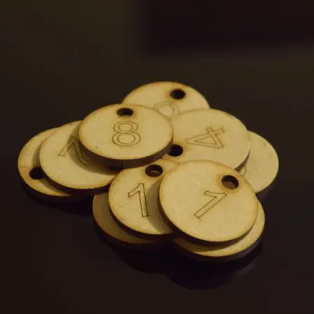 Set of 100x3cm Laser Engraved MDF Number Discs, Table, Tags, Locker, Restaurant,Clubs