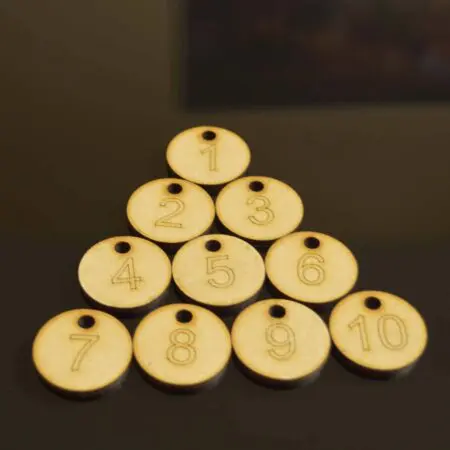 Alternative view of Set of 10x3cm Laser Engraved MDF Number Discs, Table, Tags, Locker, Restaurant,Clubs