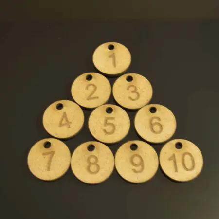 Alternative view of Set of 10x3cm Laser Engraved MDF Number Discs, Table, Tags, Locker, Restaurant,Clubs