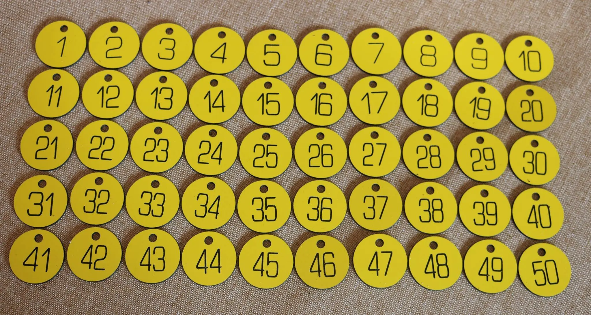 Set of 50x3cm Engraved Number Discs, Table, Tags, Locker, Restaurant,Clubs