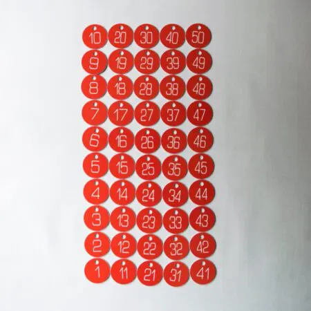 Set of 50x3cm Laser Engraved Number Discs, Table, Tags, Locker, Restaurant,Clubs