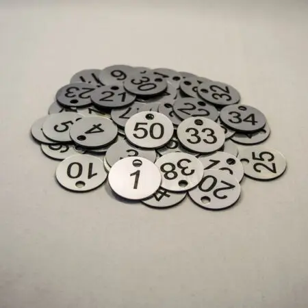 Set of 50x3cm Laser Engraved Number Discs, Table, Tags, Locker, Restaurant,Clubs