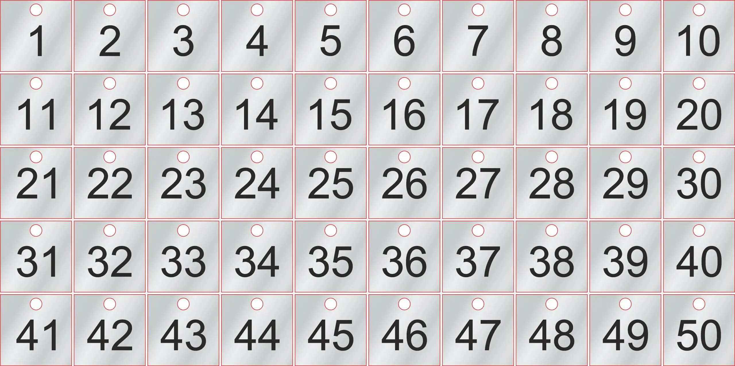 Set of 50x3cm Laser Engraved Number Square , Table, Tags, Locker, Restaurant,Clubs