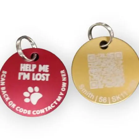 35mm diameter Aluminium QR code Pets tag, FREE ScanKeep membership included