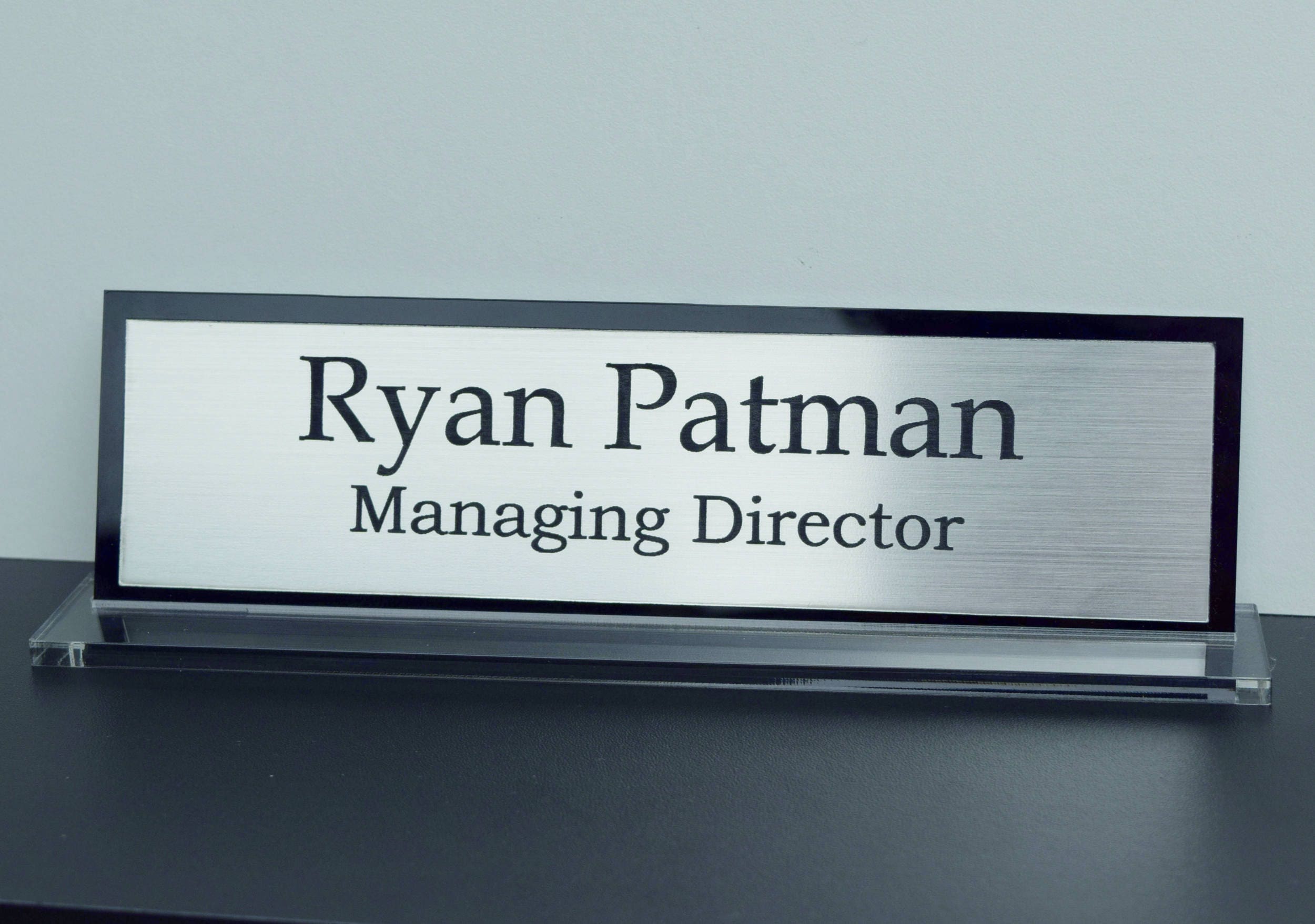 Custom Engraved Sign, Executive Personalised Office Wall Name Plate 