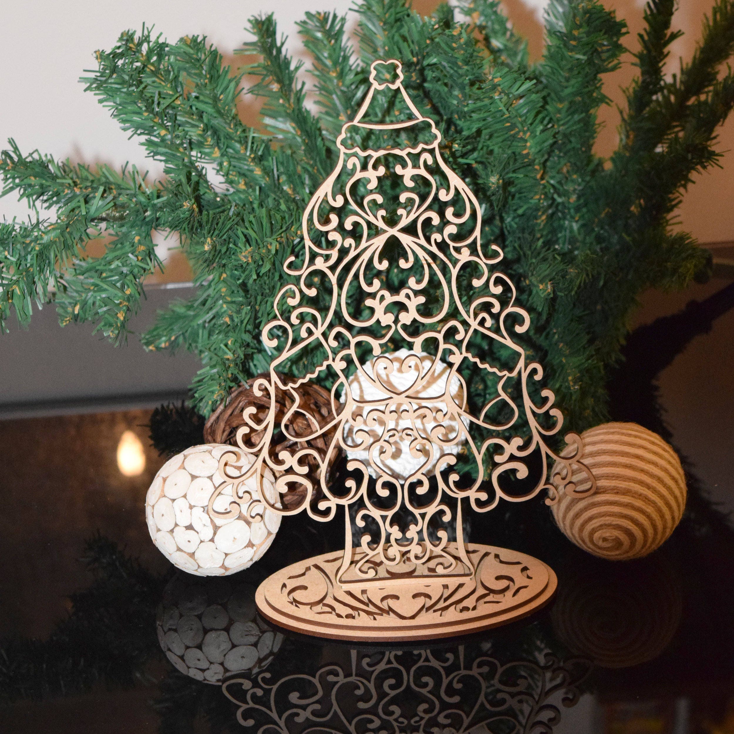 5x Acrylic Christmas Tree Baubles 70mm Laser Cut 2mm Perspex 