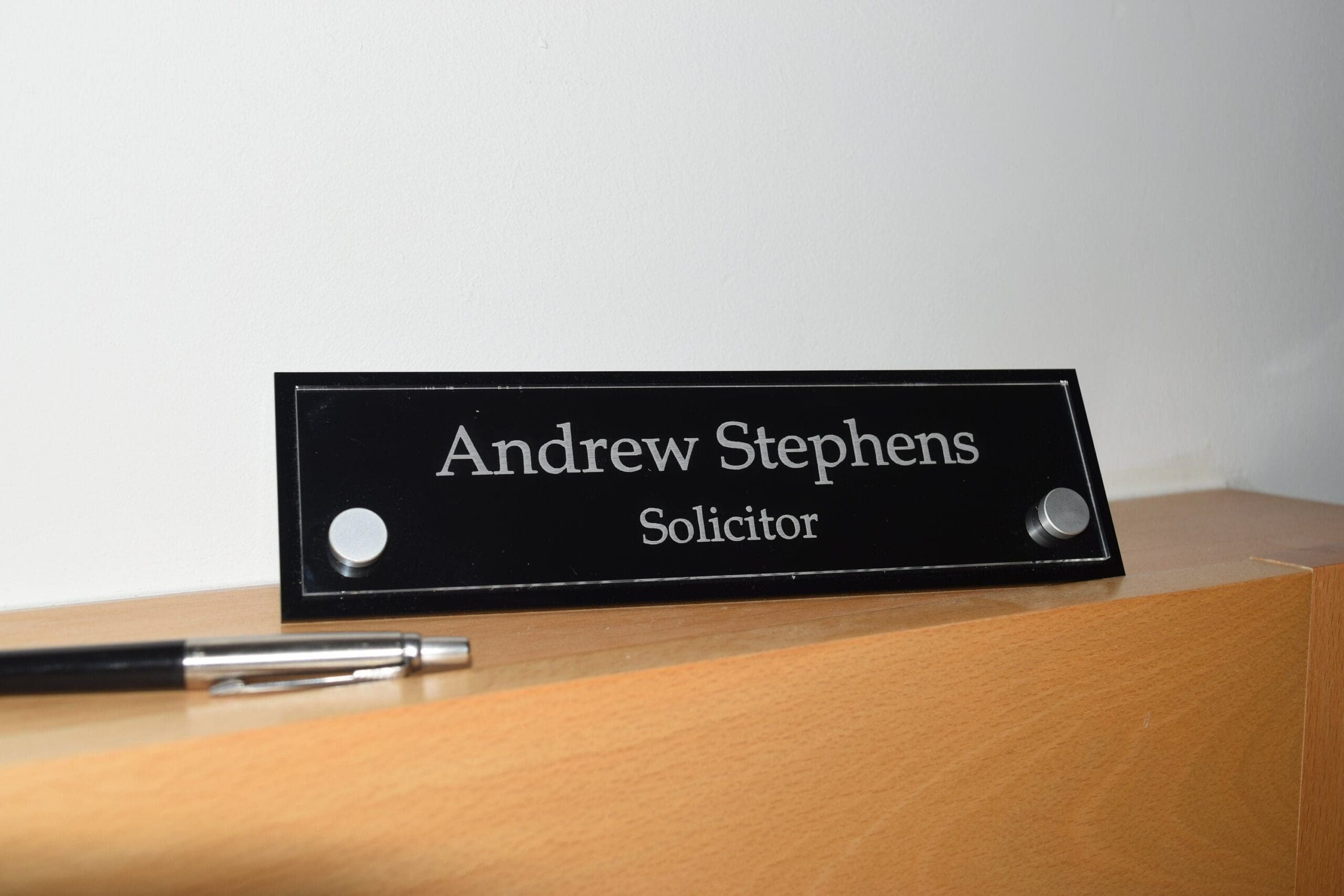 DESK NAME PLATE TWO TONE ACRYLIC  for office desk sign plaque  Custom Engraving 